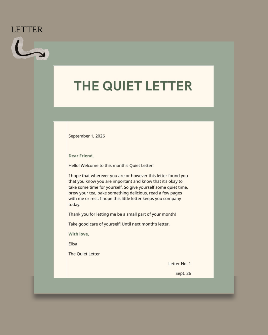 (PRE-ORDER) The Quiet Letter | September 2026 | Monthly Mail